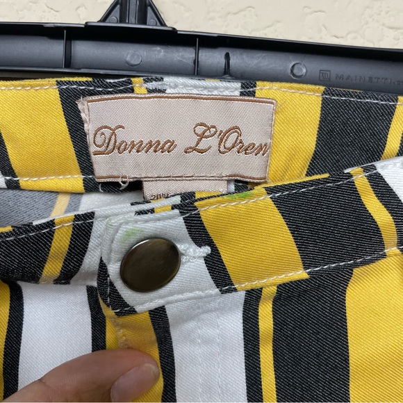 Donna L'Oren Black Yellow White Stripe Jeggings Pants - Picture 5 of 9